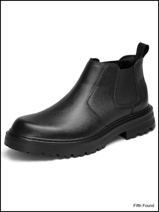 Men\'s Wide Toe Box Platform Chelsea Boots Slip-On Casual Ankle Dress Boot